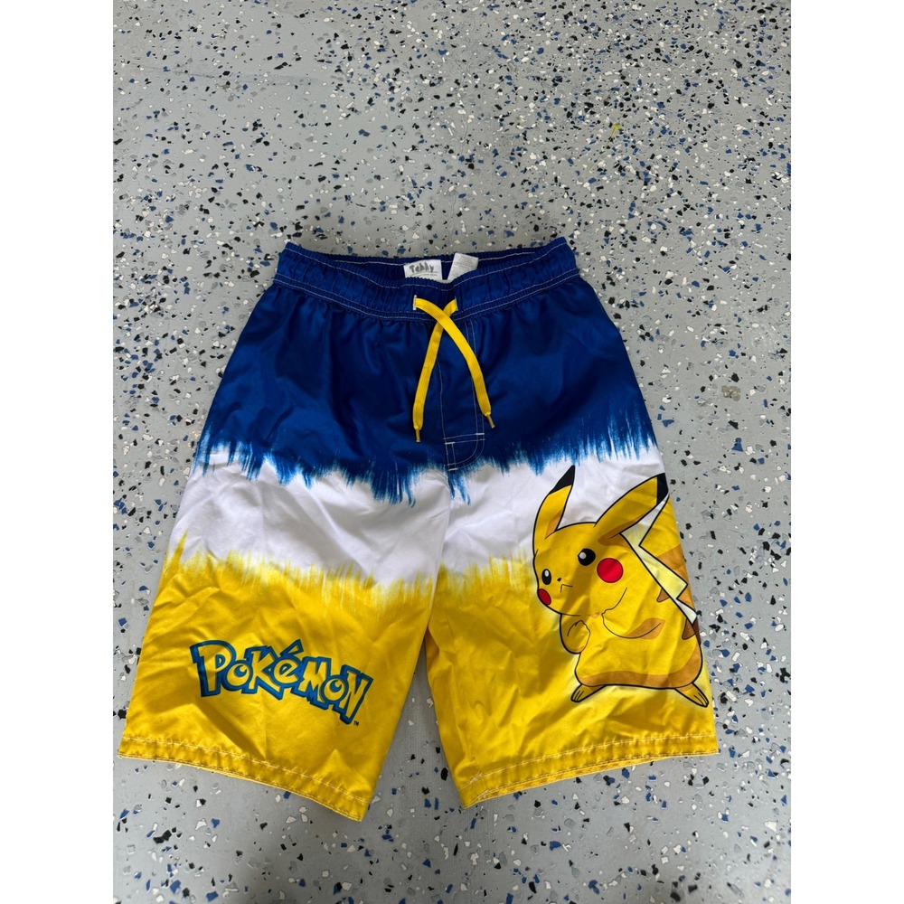 Pokemon Pikachu Swim Trunks Shorts Yellow Blue White Boys‎ Size L